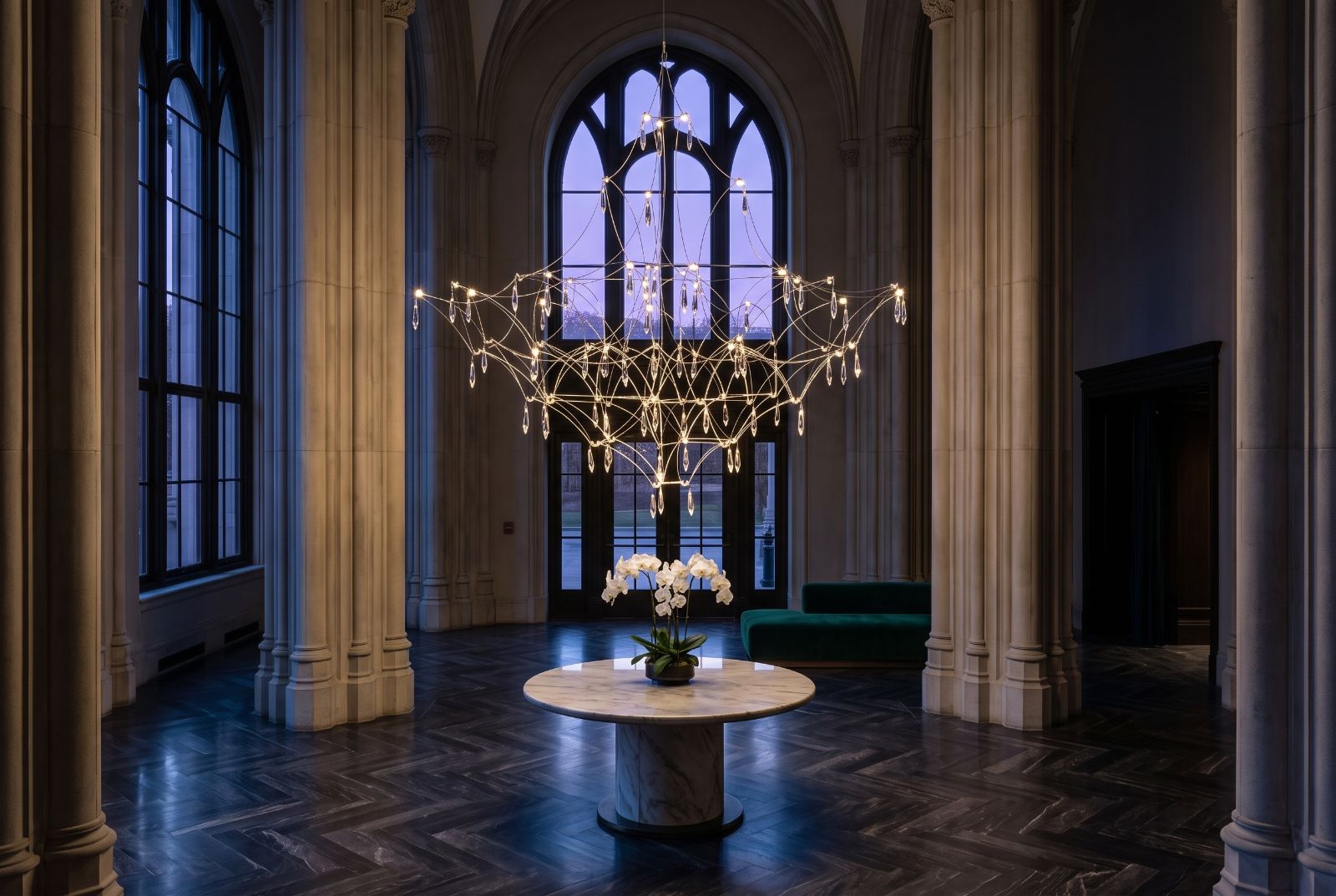 Camelot pendant in a luxury hotel lobby