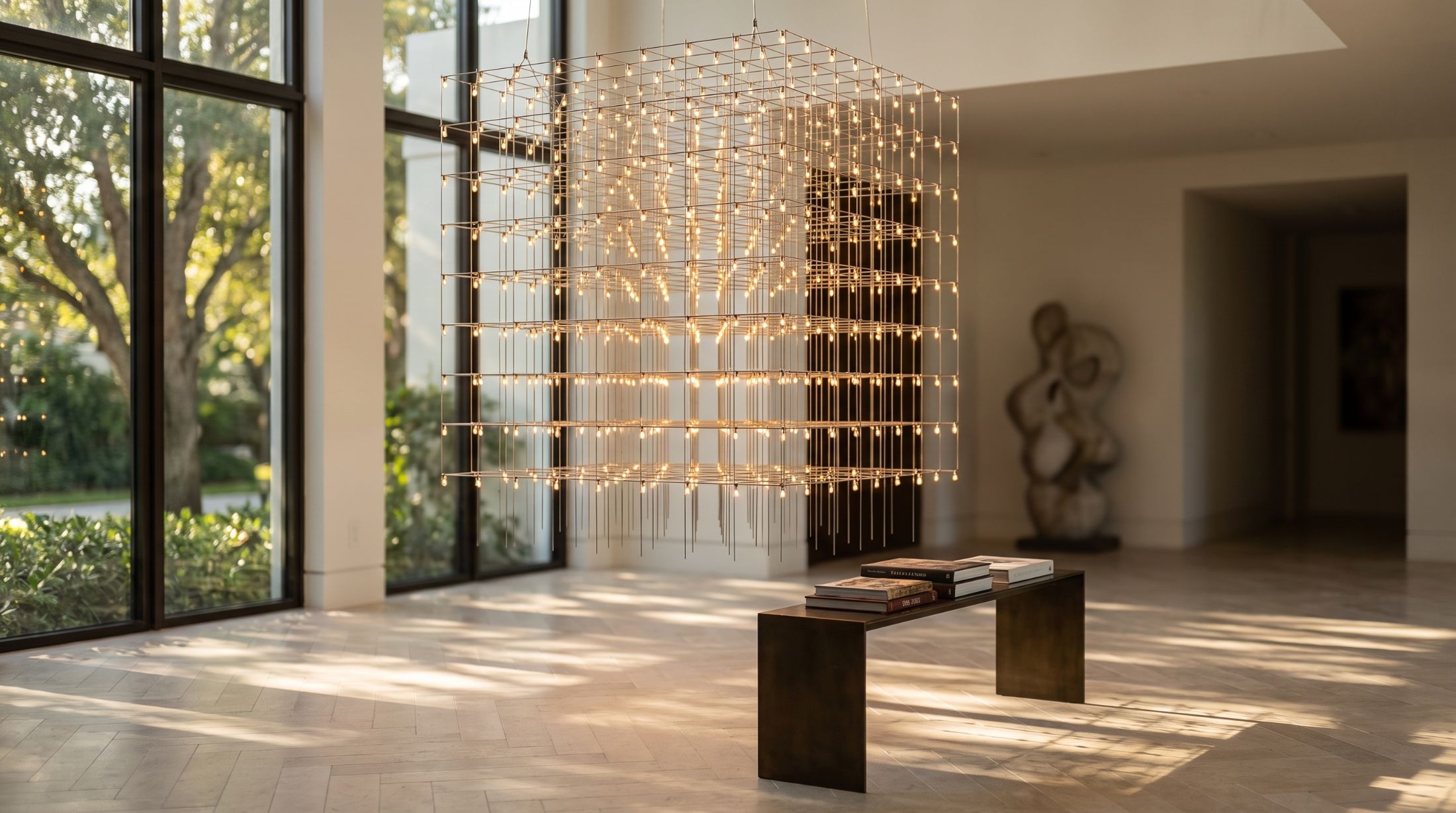 Foyer of a private residence featuring a Lumexa luminaire